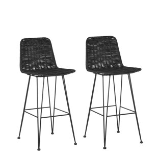 Black and white woven rattan carla counter discount stool